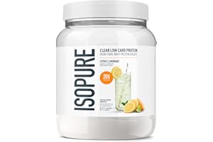 Isopure Clear Whey Isolate Protein Powder, Lactose Free, Gluten Free, Naturally Flavored, Citrus Lemonade, 20g Protein Per Serving, 14.1 Oz, 16 Servings (Packaging May Vary)