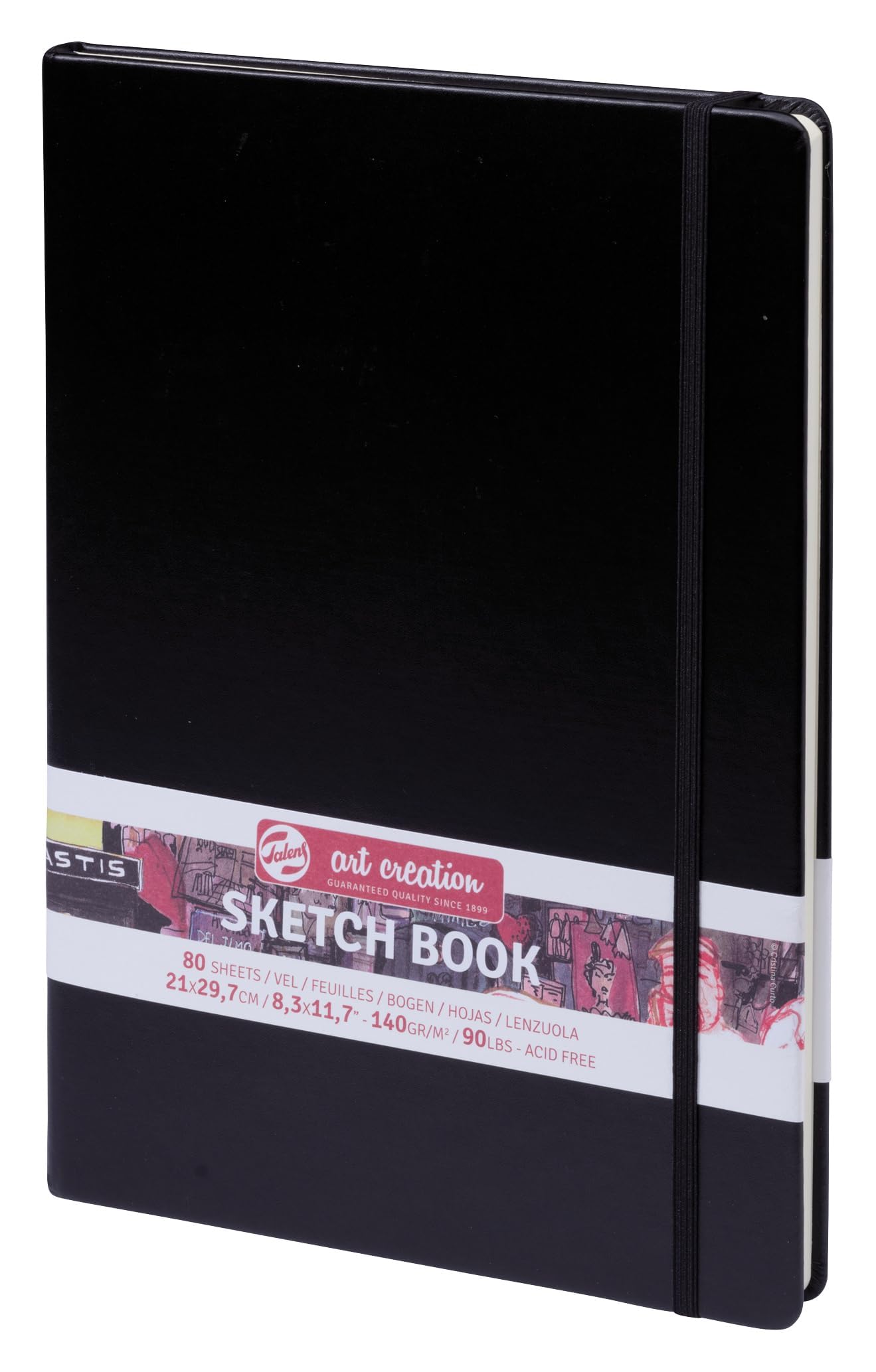 Talens Art Creation - Black Sketchbook 21x29.7cm 140g - 80 Sheets Acid-Free - Ideal for Pencil Pastel Acrylic Ink