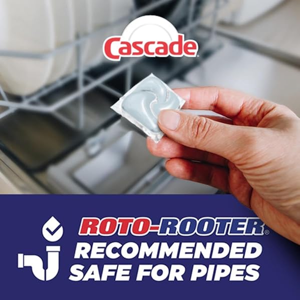 CASCADE FREE & CLEAR DISHWASHER PODS, DISHWASHER DETERGENT, DISH DETERGENT SOAP, LEMON ESSENCE, 19 COUNT