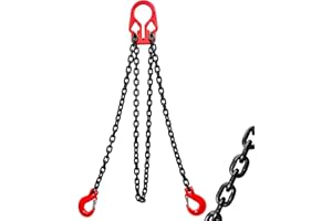 SENKEYFE Lifting Chains with Adjuster Hooks 5/16 Inch x 10 Ft 7000lbs / 3.18 Tons G80 Alloy Steel Double Leg Slings with 2 Safety Industrial Grab Hooks Chain Sling Heavy Duty for Engine Hoist