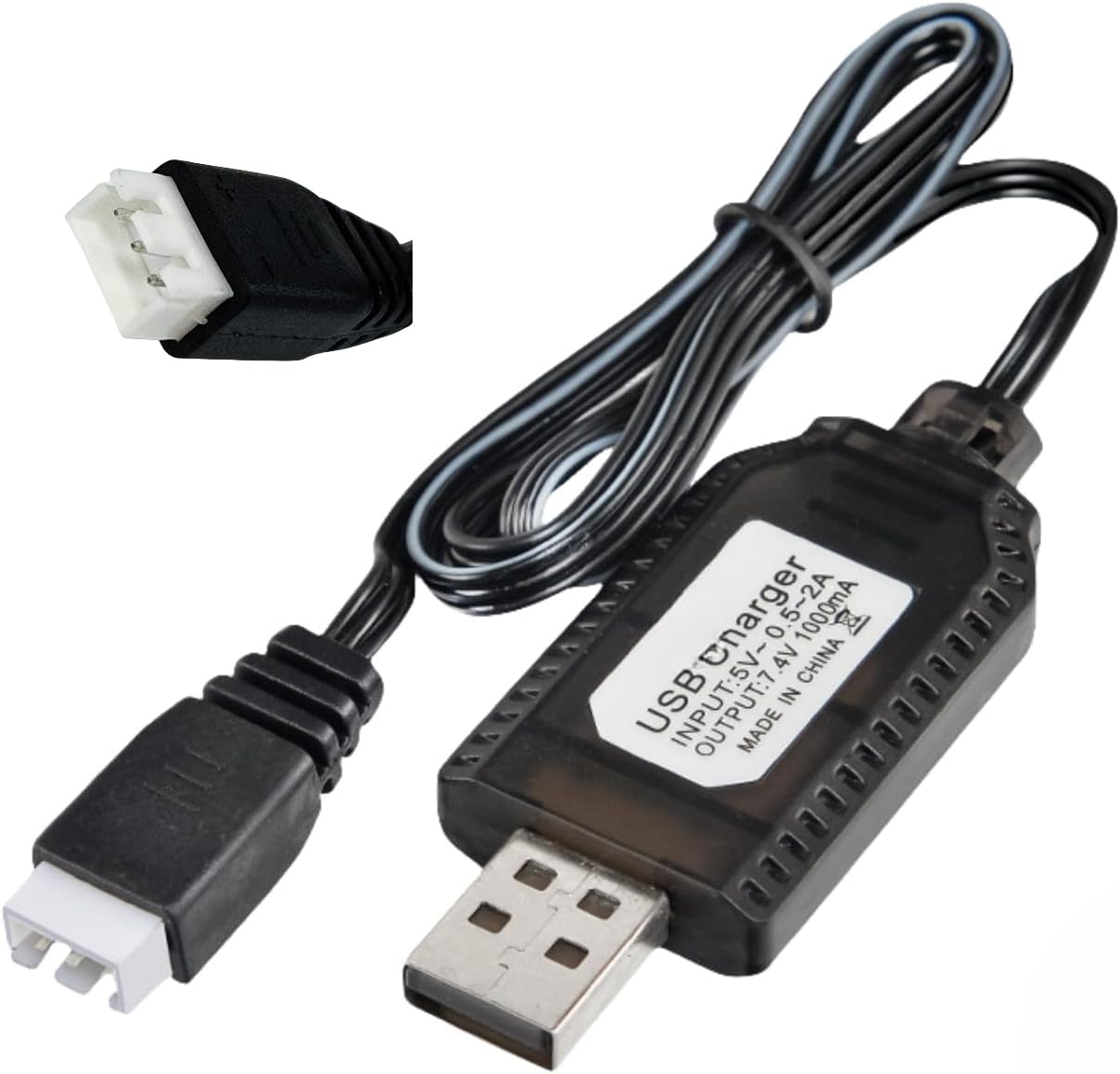 Photo 1 of 7.4V USB Charger Cable with XH-3Pin Plug Universal Compatible RC Car RC Plane RC Tank RC Boat and Other Remote Control Toys for Universal 7.4V Lipo Battery USB Charger with Battery Protection