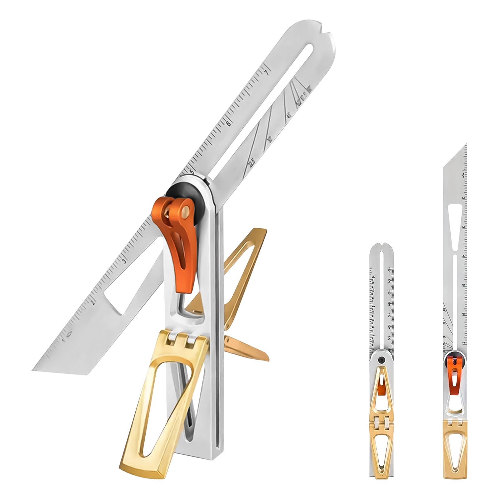 Stainless Steel T Bevel Gauge, Multifunctional Woodworking Scribe Ruler with 6: 1 & 8 : 1 Dovetail Tenon Gauge 22.5°/30°/45°/60°/67.5°/90° Sliding T Bevel Measuring Scriber