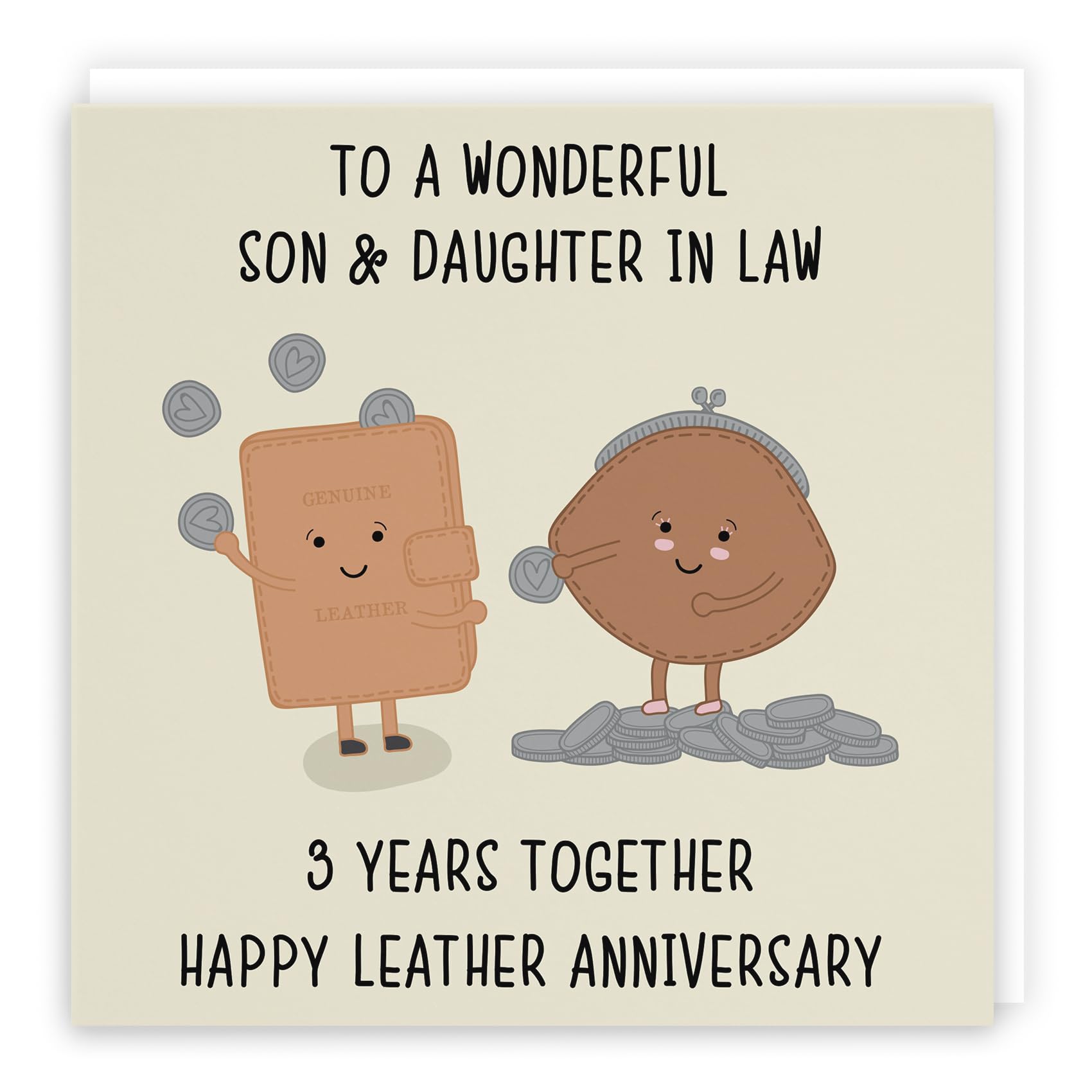 Hunts England - Son And Daughter In Law 3rd Anniversary Card - Fun Cute Anniversary Card - 3 Years Together - Happy Leather Anniversary - Iconic Collection — image 1