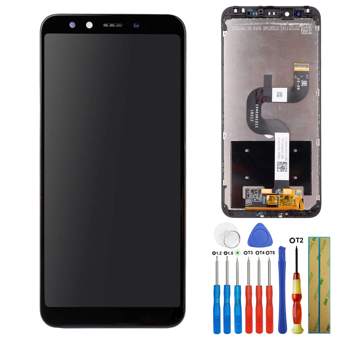 E-YIIVIIL LCD Display Touch Screen Digitizer Compatible with Xiaomi A2/Mi 6X LCD Display Assembly Glass Black + Tools
