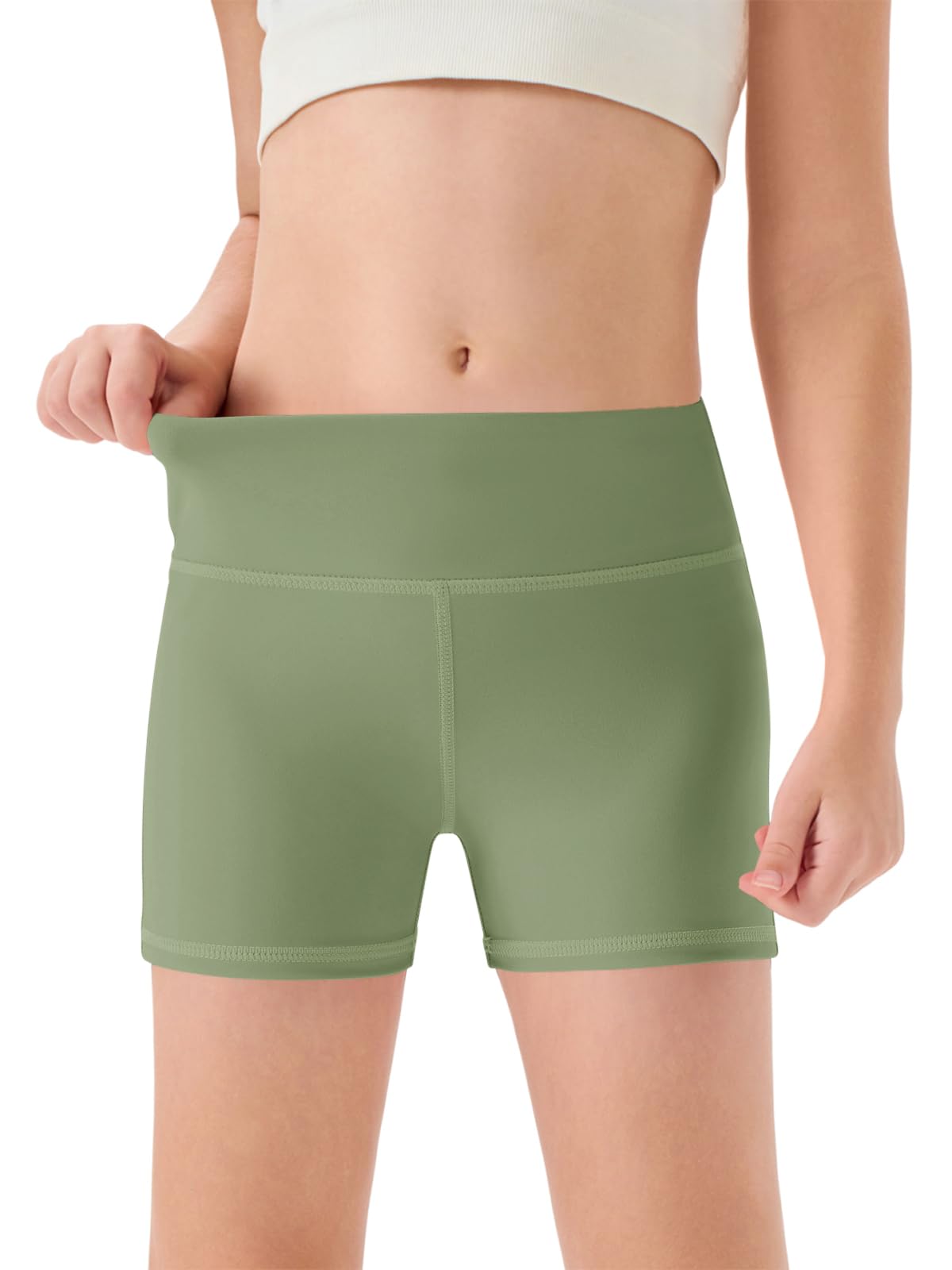 Haloumoning Girls Athletic Shorts Kids High Waisted