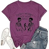 Womens Novelty T Shirts Don't Worry I Got Your Back Funny Halloween Shirts Horror Skull Printed Graphic Tee Tops