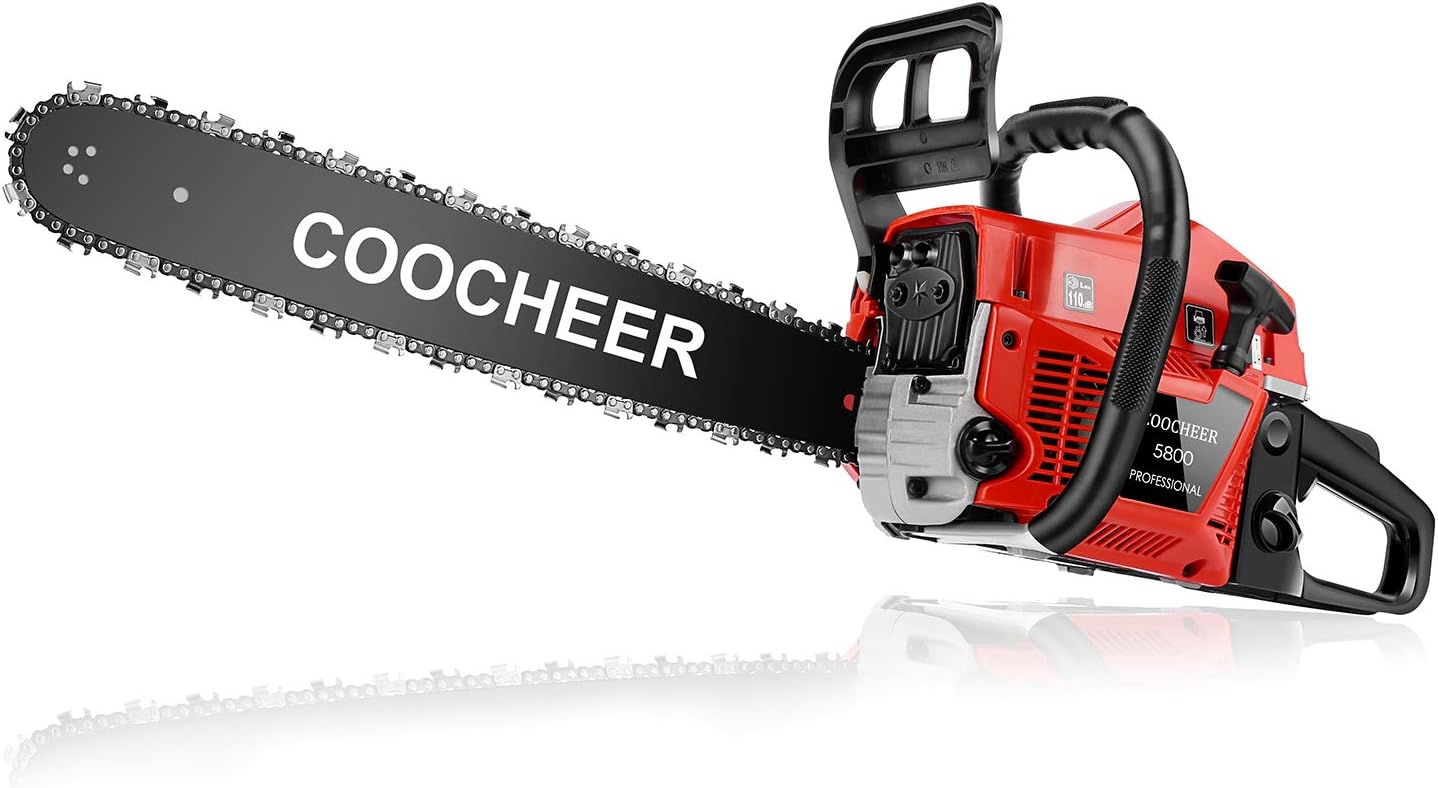 Yiilove 20" 58CC Gas Powered Chainsaw 2 Stroke Handed Petrol Gasoline Chain Saw for Cutting Wood with Tool Kit (Orange)