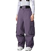 SnowElve Womens Ski Pants Mens Waterproof Insulated Baggy Snow Pants Loose Cargo Pants Snowboard Pants Winter Outdoor