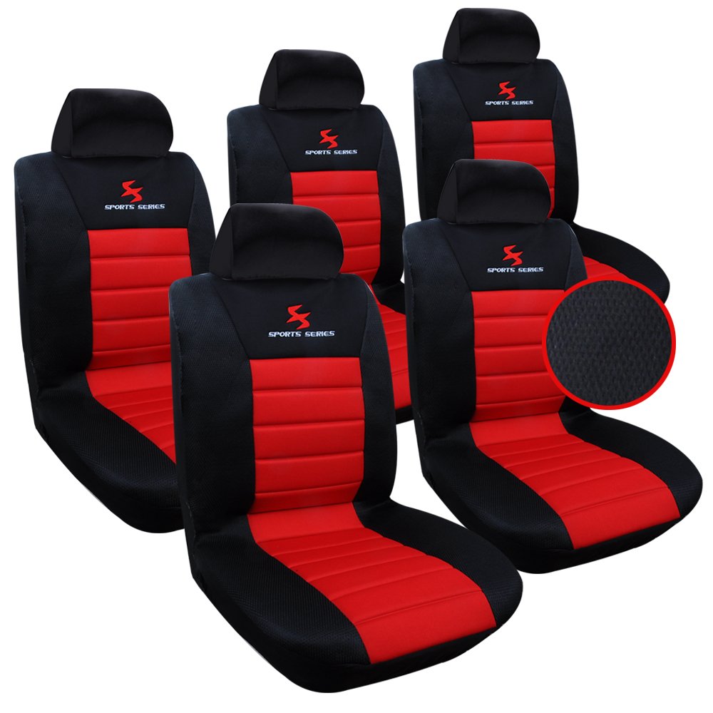 Coprisedili Auto Universali - 2 Posti, Tessuto Poliestere, Nero/Blu - Foto 7