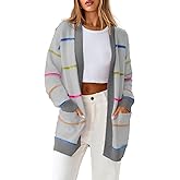 Sidefeel Cardigan Sweaters for Women Lightweight Striped 2025 Long Sleeve Open Front Loose Knit Sweaters Clothes
