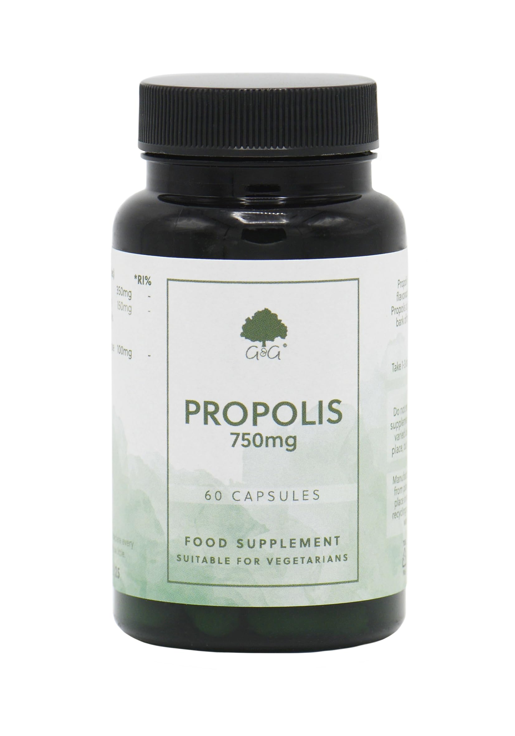 Propolis Capsules - High Strength Natural Bee Propolis Supplement - Rich in Bioflavonoids - Immune Support - 60 Vegetarian Capsules - G&G Vitamins