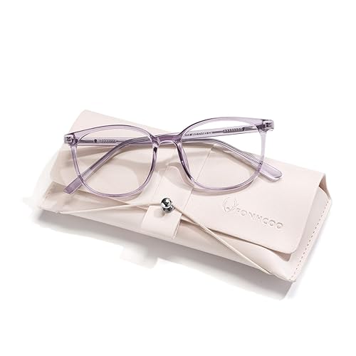 FONHCOO Blue Light Blocking Glasses Fashion Round TR90 Frame Transparent  Eyewear Anti UV Blu-Ray Computer Glasses for Women Men (Purple) in Oman 