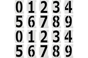 WEIGONGR Number Stencils 4 inch Curb, 20Pcs 0-9 Address Curb Stencil Kit Reusable Plastic Numbers Interlocking Stencils for Painting Address on Wall Wood Road Mailbox