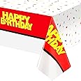 Pajean 1 Pack 54" x 108" Red White Plastic Tablecloth Pleated Classic All-Season Birthday Tablecloth Cartoon Anime Table Cover Video Game Table Decorations Cartoon Video Game Birthday Party Supplies