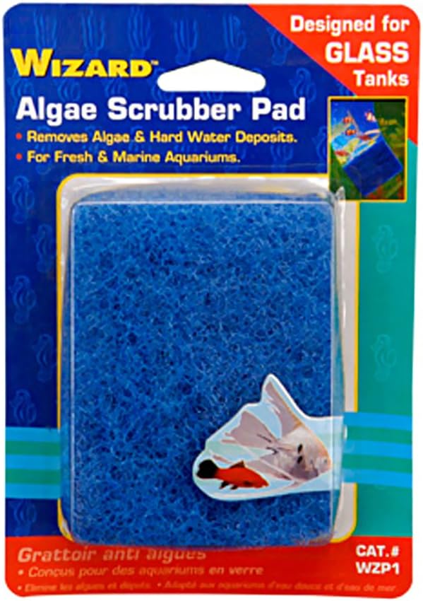 Penn Plax WZP1 Wizard Algae Scrubber Pad – For Glass Tanks – 3” x 4”