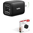 Belkin Gaming Dual USB C Charger Block for Nintendo Switch 2 and Pro Controller w/ 65W GaN Fast Charging, Compatible with App