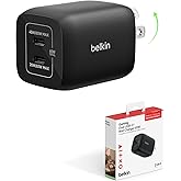 Belkin Gaming Dual USB C Charger Block for Nintendo Switch 2 and Pro Controller w/ 65W GaN Fast Charging, Compatible with App