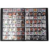 LZWIN 120 Countries Coins Collection Set Fine Coins 100% Original Genuine with Leather Collection Album Country Flag and Name