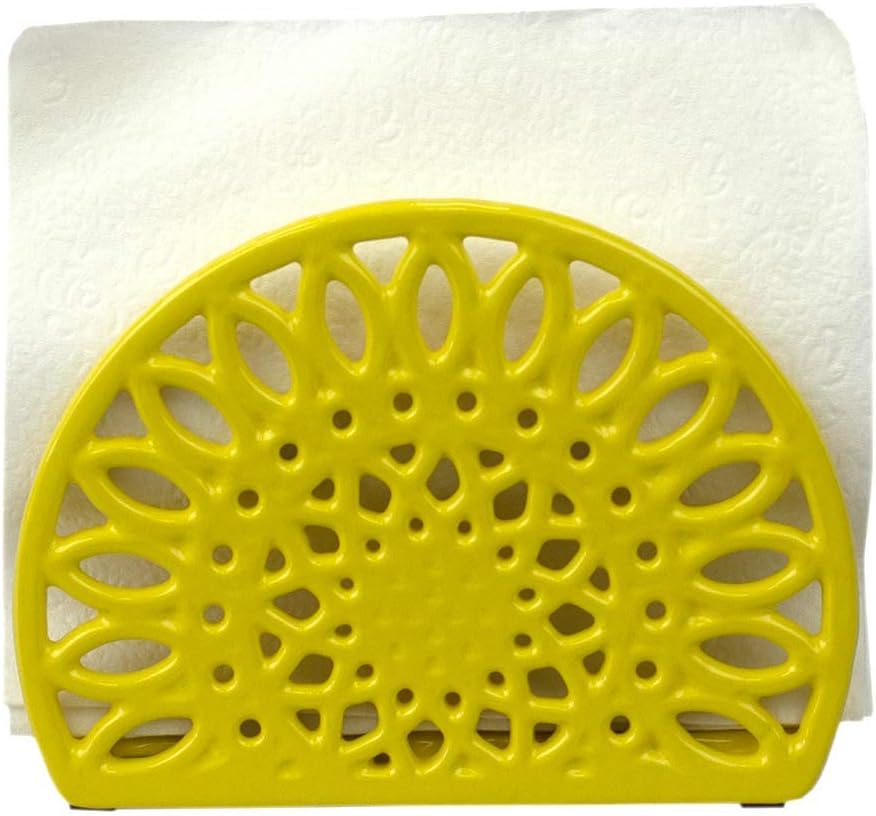 Home Basics Sunflower Collection Cast Iron Napkin Holder for Kitchen Countertop | Dinner Table | Indoor & Outdoor Use | Storage and Organization, Yellow: Kitchen & Dining