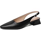 Mostrin Womens Chunky Low Heels D'Orsay Slingback Block Heel Pumps Closed Square Toe Dress Shoes for Work Office Daily Wedding