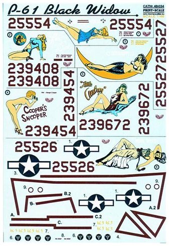 P-61 Black Widow Part 1 Print Scale 48-034