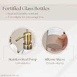 Finisterra White Glass Soap Dispenser Set with Tray - Boho Bathroom Kitchen view 5