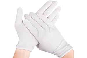 COOBL 12 Pairs White Cotton Gloves For Dry Hands and Eczema,Soft Breathable Stretchy Working Gloves for coins, Jewelry,Moisturizing Glove for Women and man