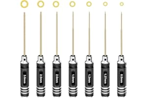 RCpow Hex Driver Set Hex Allen Screwdriver Kit 0.9mm 1.27mm 1.3mm 1.5mm 2.0mm 2.5mm 3.0mm Allen Wrench Set Titanium Hexagon Screwdriver RC Tools Kit for RC Car Drone Multi-Axis Helicopter Models(7pcs)