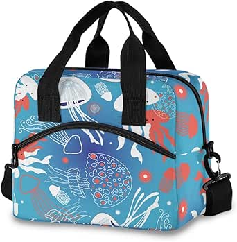 Bolsas de almuerzo coloridas de medusas para mujer, bolsa de almuerzo