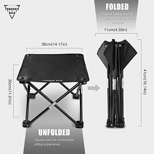 Forbidden Road Camping Stool Folding Chairs Outdoor Fold Up Chairs Four Legs Portable Collapsible Chair for Hiking Fishing Travelling Outdoor Stool Lightweight Sturdy Chair (Black, Fold Up Chairs)