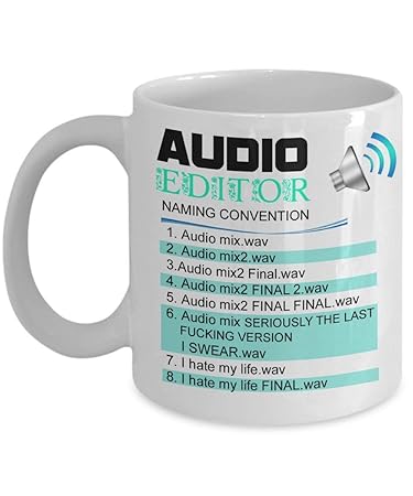 Amazon.com: Editor de audio – Taza con texto en inglés ...