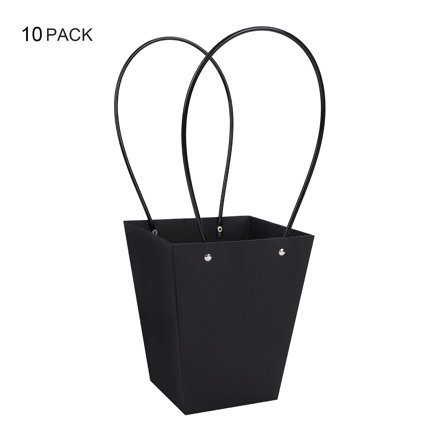 10pcs Kraft Paper Flower Gift Bags with Handle Waterproof Bouquet Carry Box Bag for Rose Carnations Hand Tied Floral Arrangement Plant Carrier Package Party Bag