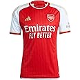 adidas Men's Soccer Arsenal 23/24 Home Jersey - Lightning Bolts and Gold Details, AEROREADY Technology (US, Alpha, Medium, Regular, Regular, Better Scarlet/White)