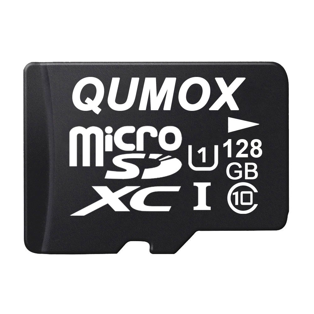 QUMOX MicroSDXC Memory Card 128GB UHS-I Grade 1 Class 10 with SD Adapter for Smartphones and Tablets