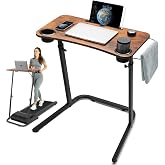 HOMELYM Treadmill Desk, Small Standing Desk for Walking Pad, 30-47 Inch Adjustable Height Walking Pad Stand for Treadmill, Portable Standing Table for Bike and Home Office Work - Brown