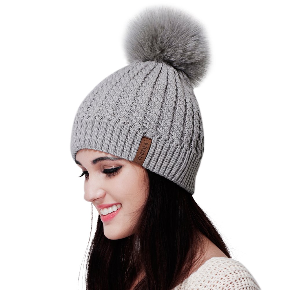 Buy FURTALK Womens Winter Knitted Beanie Hat Ladies Bobble Pom Pom