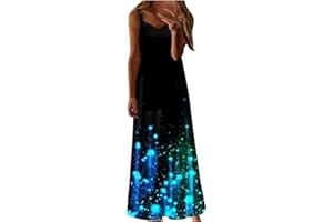 BAGELISE Maxi Dresses for Women Summer Sleeveless Boho Sundress Casual V-Neck Long Dresses Hawaiian Beach Vacation Dress