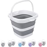 Craftend Collapsible Bucket, 5L 1.3Gallon Small Cleaning Mop Buckets for Household Outdoor Car Washing Tub Plastic Foldable Portable Camping Beach Sand Water Pot Pail Space Saving Square