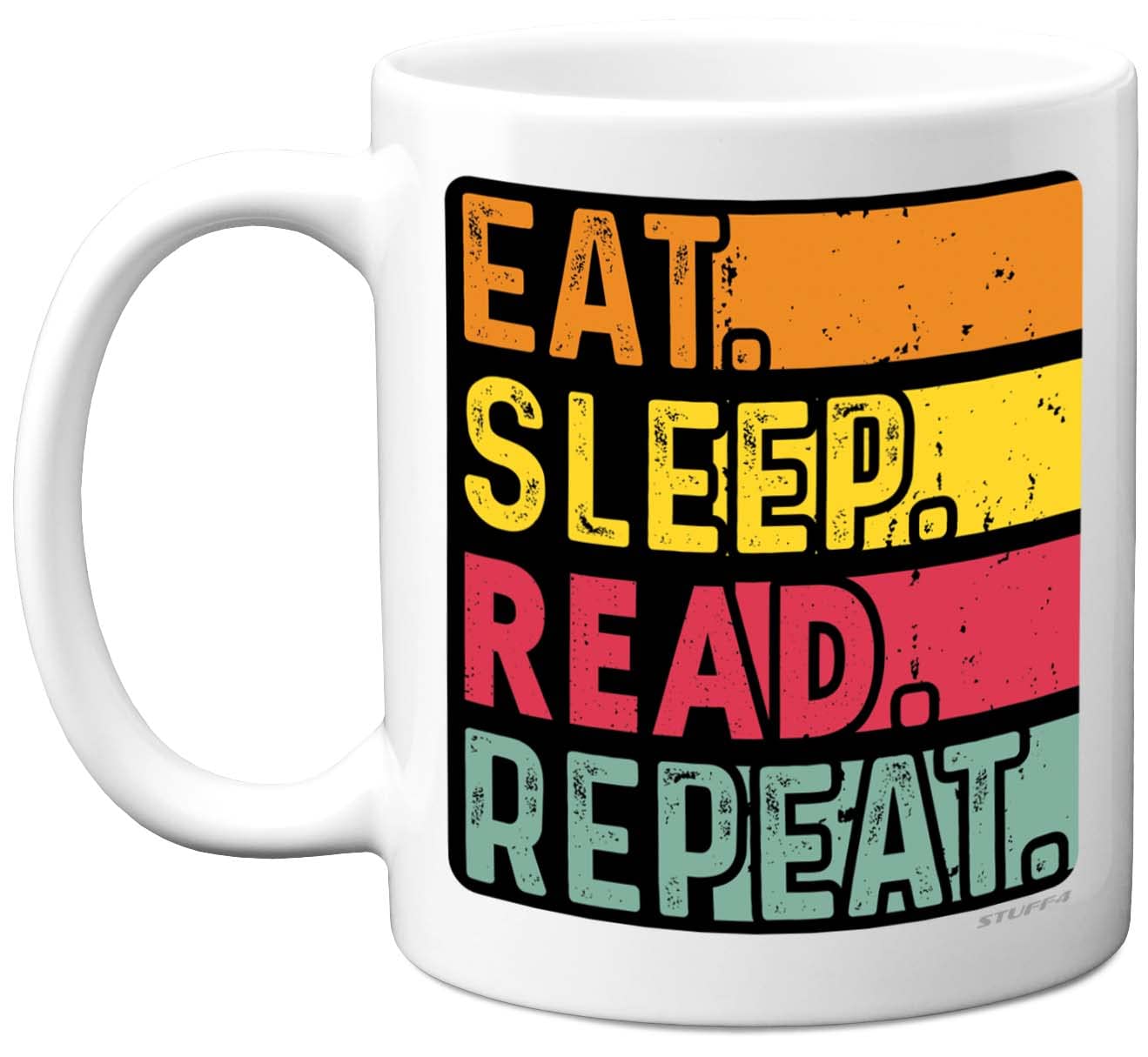 Stuff4 Birthday Mug Gifts for Men Women Him Her - Eat, Sleep, Read, Repeat - Funny Happy Birthday Present Gift for Book Bookworm Lovers, 11oz Ceramic Dishwasher Safe Premium Mugs