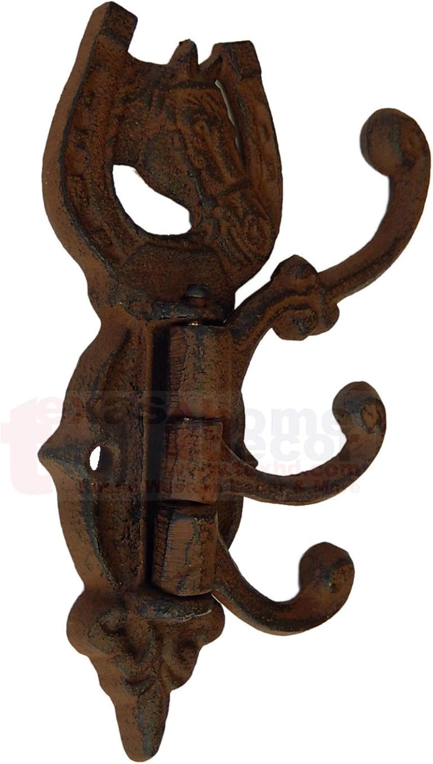 Western Swivel Hook Horse Head Shoe Rustic Cast Iron Coat