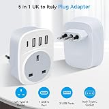 SHUOMAO UK to Italy Travel Adapter with 4 USB Ports Type L Converter view 2