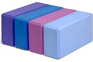 H.J. IMMBIR Yoga Blocks 4 Pack - EVA Foam Blocks for Pilates Workout, Stretching, Meditation - Yoga Block for Flexibility, Balance, Spine Strength, Non-slip and Lightweight Exercise Blocks