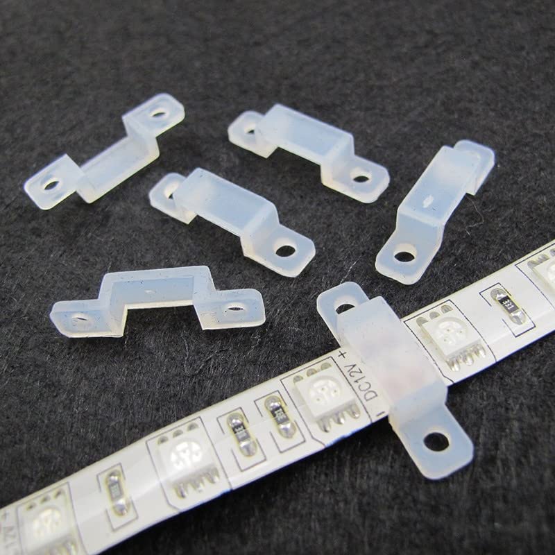 LED Strips Clip , 8/10/12mm Connector Silicone Holder Clip for Fixing 3528 5050 1210 RGB LED Strip Light 100 pcs Waterproof Fixing for Home Party Events Outdoor (10mm) Indoor Lighting