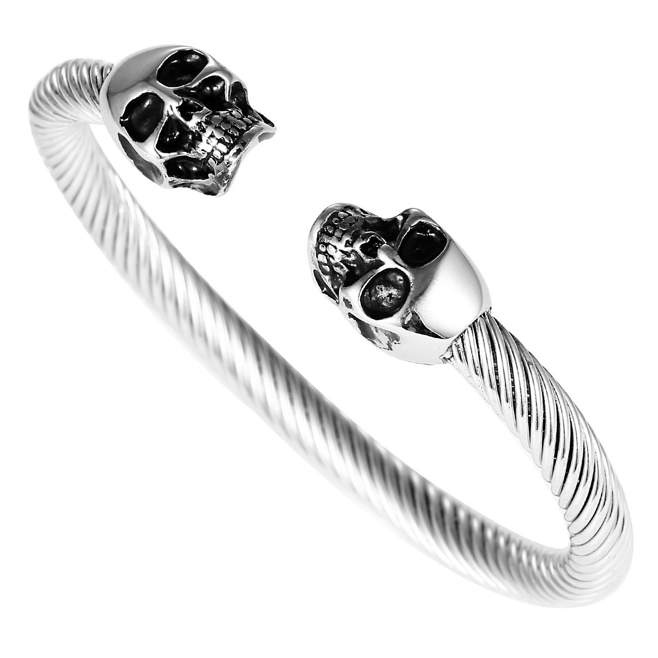 DonDon Bracelet Armlet Bangle Armring Stainless Steel with a Skull