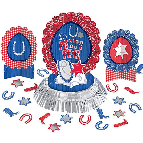 Amscan High Riding Western Party Table Decorating Kit (23 Piece), Silver, 13.7 x 11.5