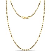 LeCalla 18K Gold Over Sterling Silver Italian 1.50 MM, 2 MM, 3 MM Ball Chain Necklace for Teen Women and Men 16, 18, 20, 22, 24 Inches, 925 Sterling Silver Chain Made in Italy with Lobster-Clasp