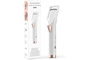 ACAVADO Heated Eyelash Curler Premium PRO - Fast Heat up in 8s - 24 Hours Long Lasting - Rechargeable Electric Eyelash Curler with Type-C, 2 Heat Modes, Anti-Burn Eyelid, Gift for Women Girls, White-AA