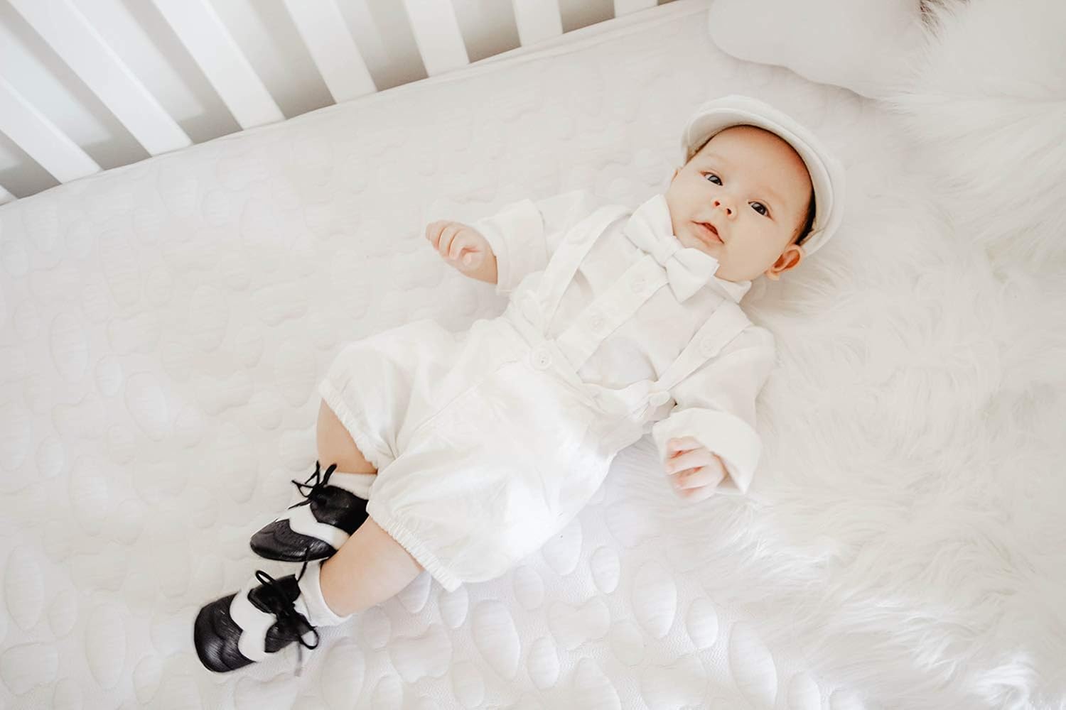Born to Love Scally Cap White Baptism Christening Baby Jeff Driver Cap: Infant And Toddler Hats: Clothing