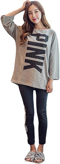 Amazon Tシャツ レギンス 上下セット スウェット 部屋着 ルームウェア 寝巻き パジャマ 英字 豹柄 レオパード レディース パジャマ ルームウェアセット 通販