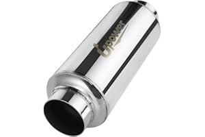 Upower 2.5" Inlet&Outlet Exhaust Resonator,4" x8.5" Body 11.5" Overall Length Center Straight Through Stainless Steel Muffler,Polished